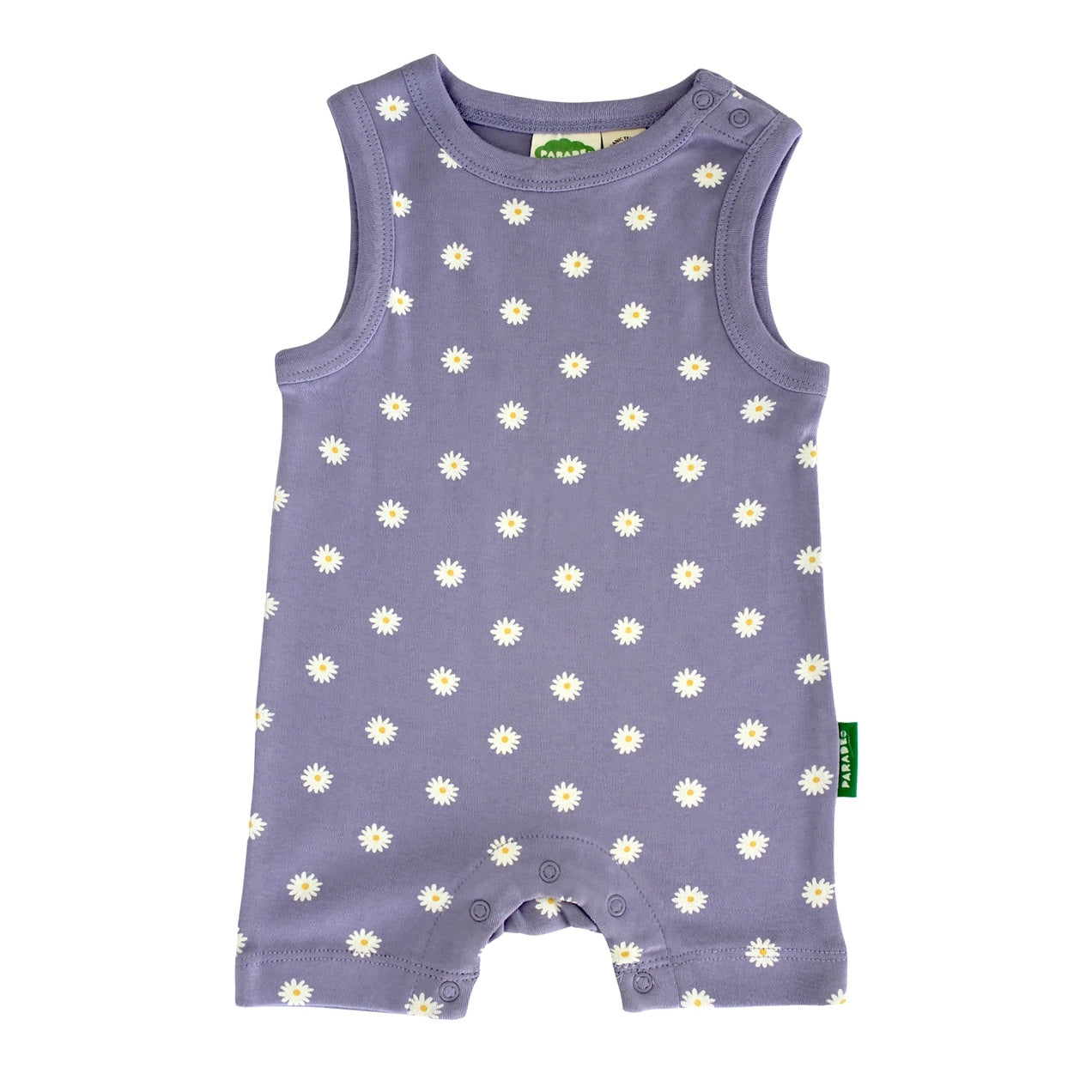 Parade Organic Cotton Baby Tank Romper | Lilac Daisies 