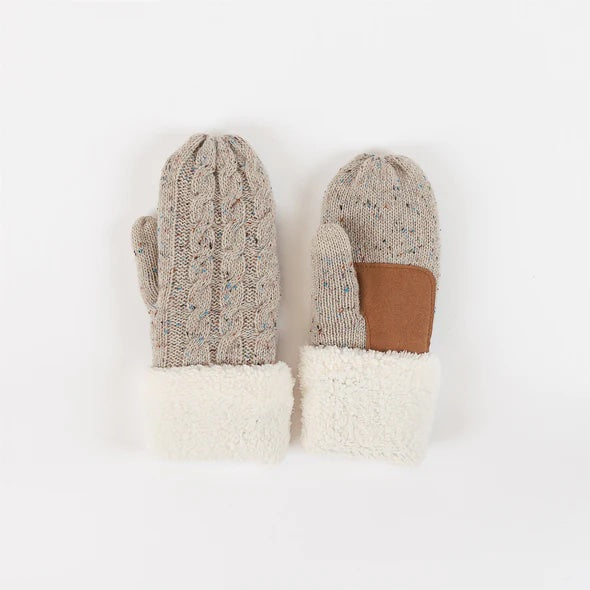 Lyla + Luxe Sherpa Lined Cable Mittens | Oat Fleck, Designed in Canada