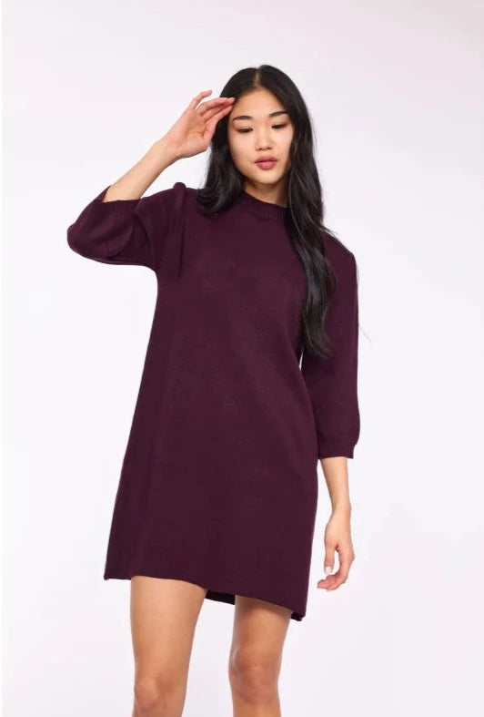 Pistache Knit Dress, Bordeaux | Made in Italy