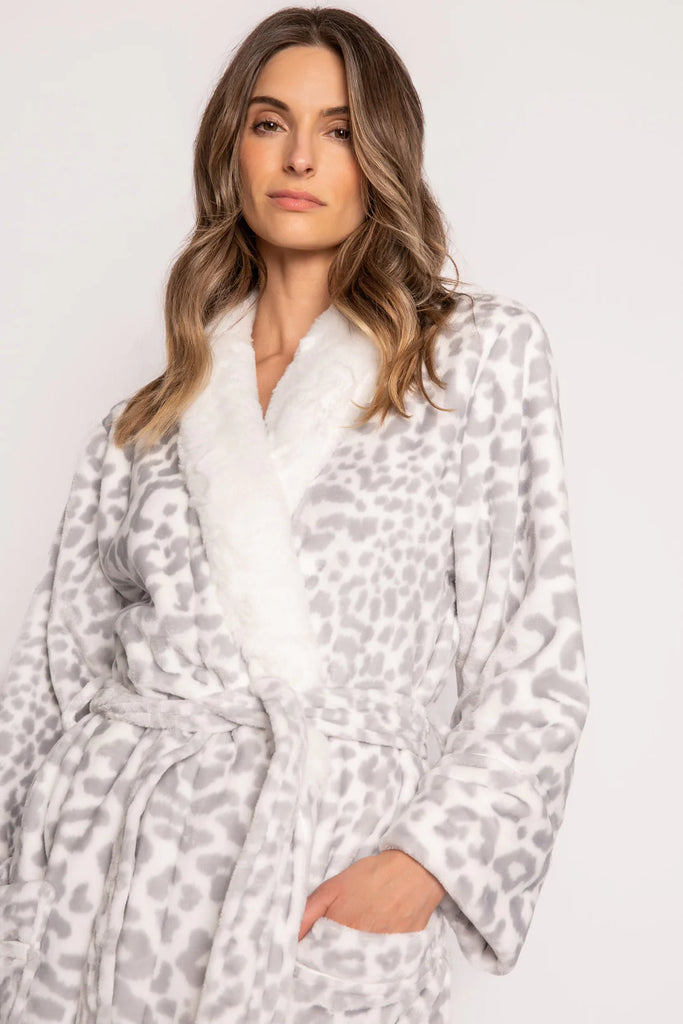 PJ Salvage Luxe Plush Printed Robe | Ivory, Designed in the USA