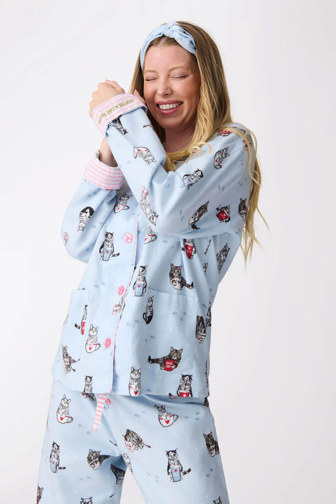 PJ Salvage Flannels PJ Set | Coffee & Cat Naps