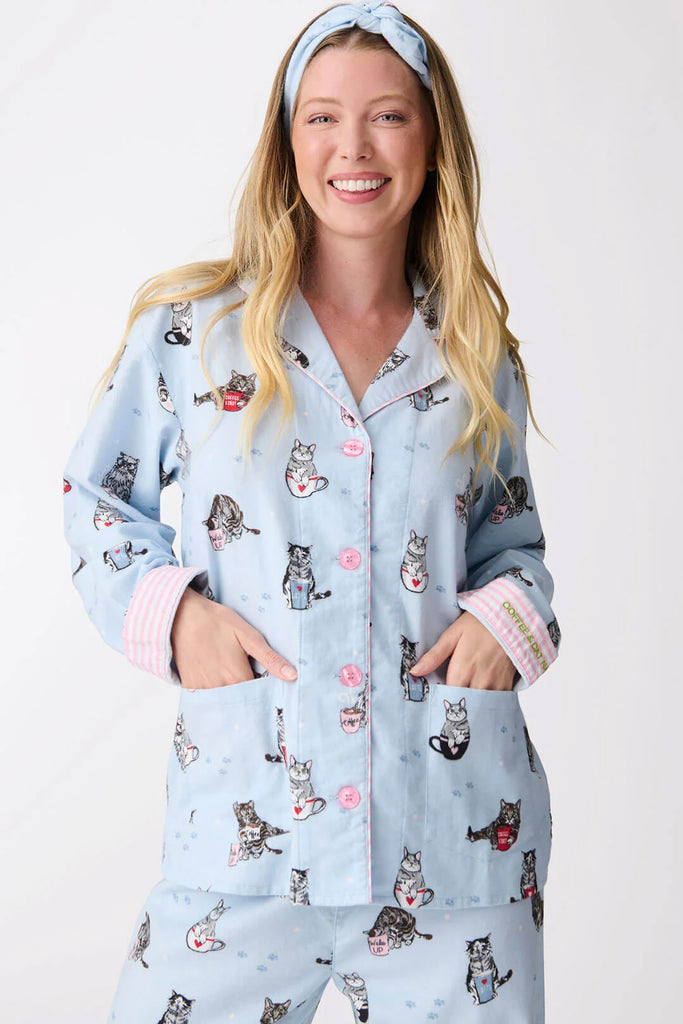 PJ Salvage Flannels PJ Set | Coffee & Cat Naps