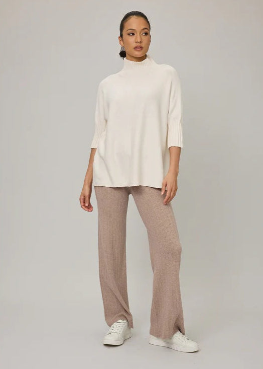 Pistache Leisure Rib Knit Pant | Walnut, Made in Italy
