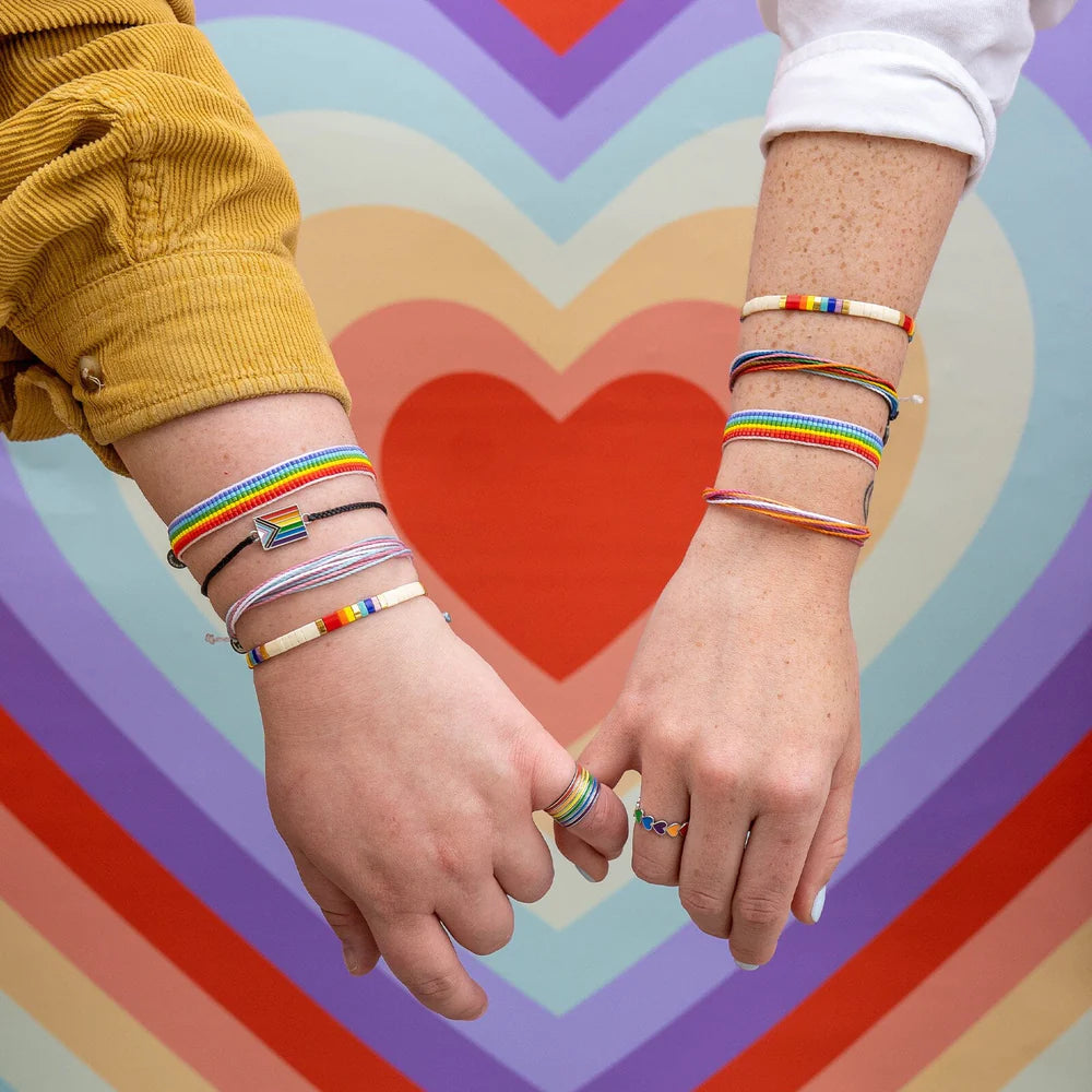 Pura Vida Bead Stretch Bracelet, Rainbow Tile | Handmade in Costa Rica