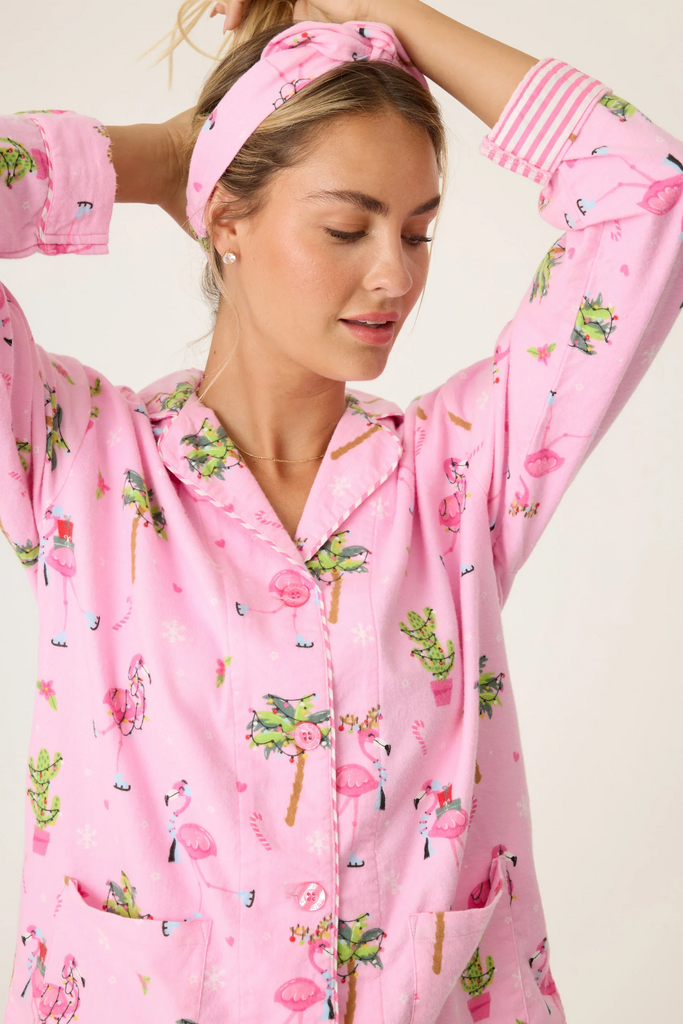 PJ Salvage Flannels PJ Set | Holiday Flamingos