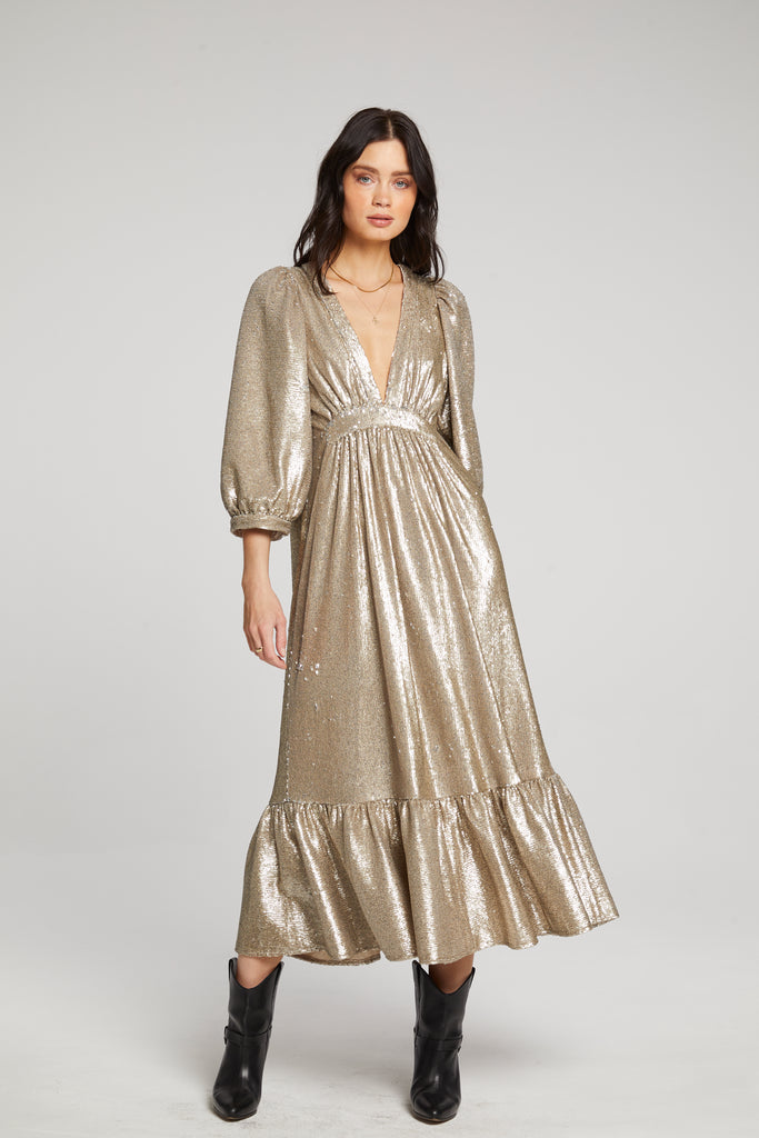 Saltwater Luxe Wren Maxi Dress | Gold, Designed in the USA