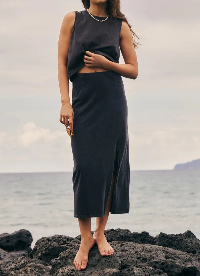 Z Supply Shilo Knit Skirt, Black | Designed in the USA