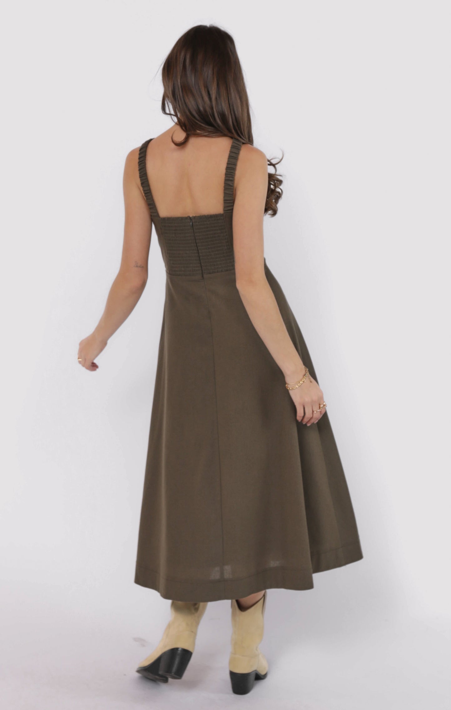 Backyard Linen Blend Halter Neck Dress