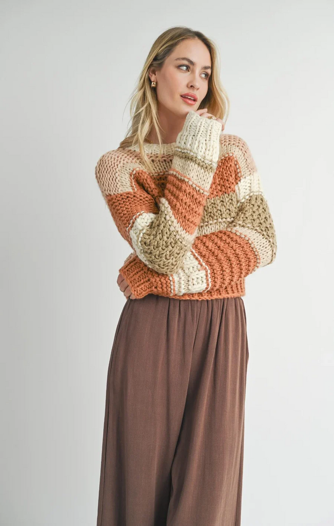 Sadie and Sage Butter Pecan Chunky Sweater | Brick Multi