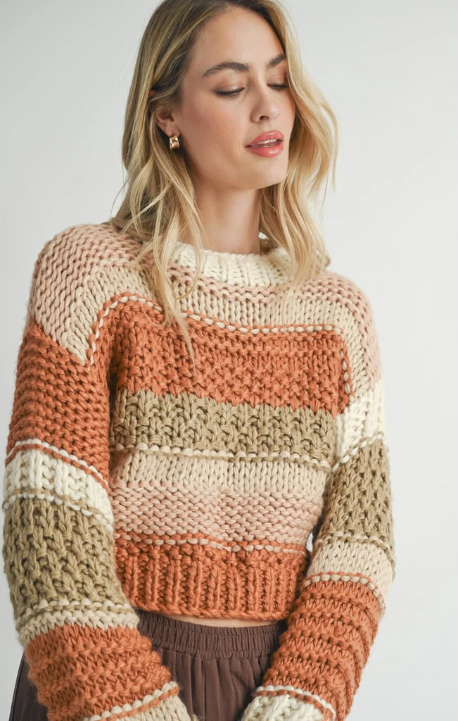 Sadie and Sage Butter Pecan Chunky Sweater | Brick Multi