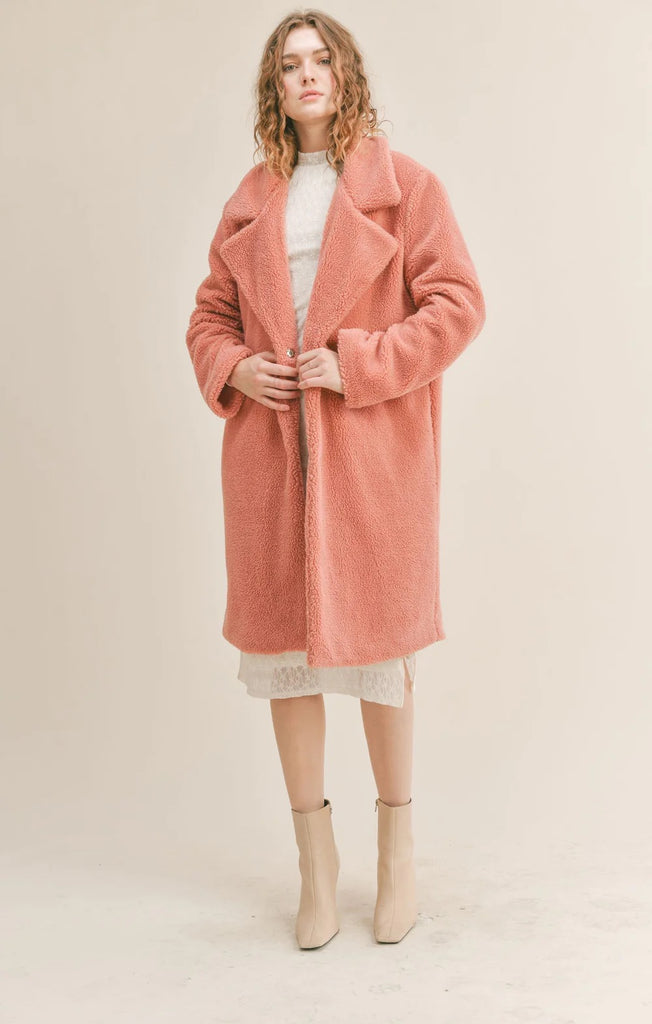 Sadie & Sage Gemma Teddy Coat | Pink, Designed in the USA
