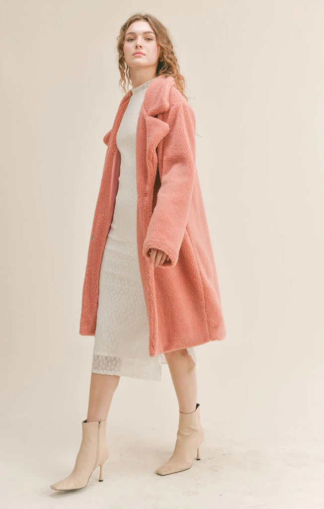 Sadie & Sage Gemma Teddy Coat | Pink, Designed in the USA