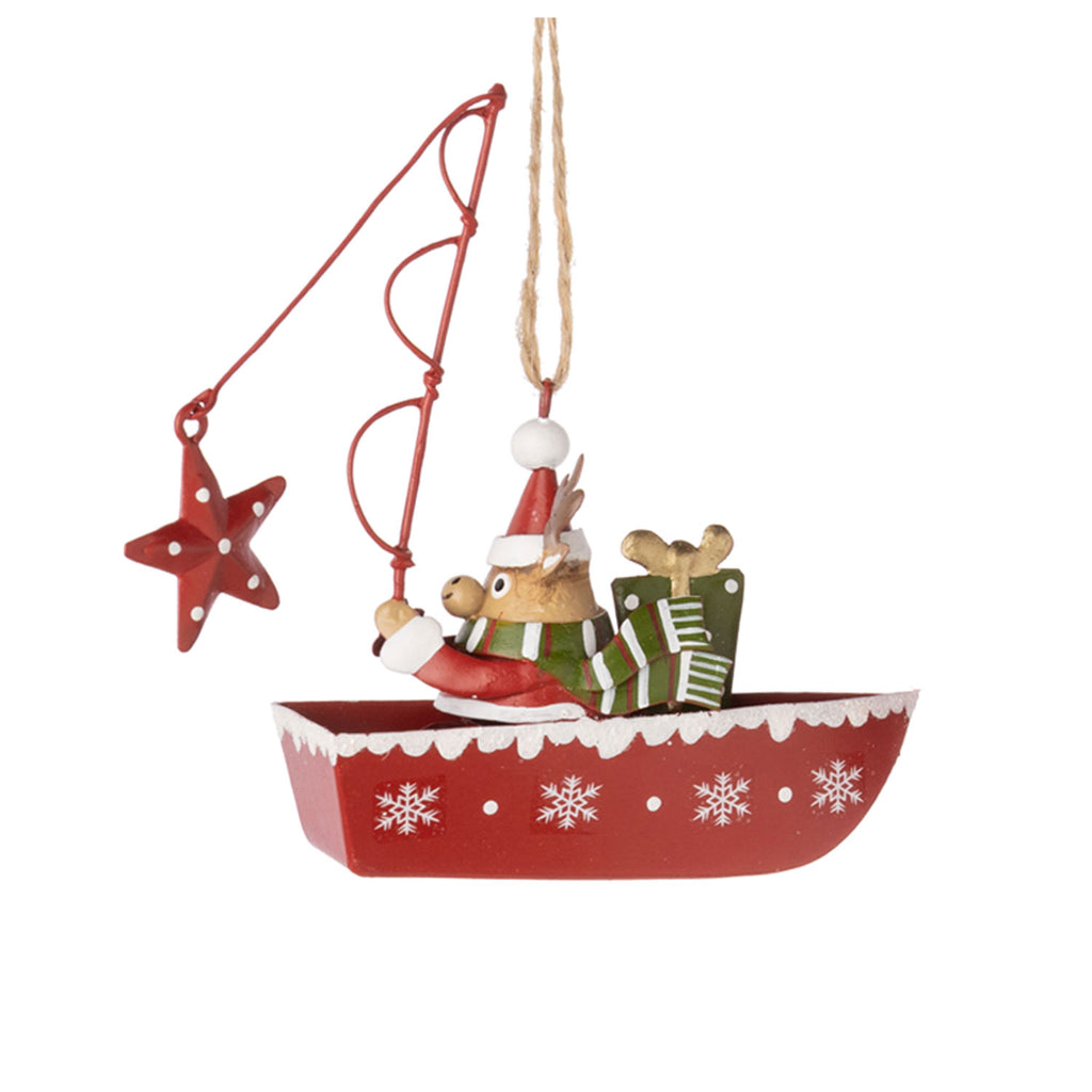 Fishing Santa & Friends Metal Ornaments | Reindeer