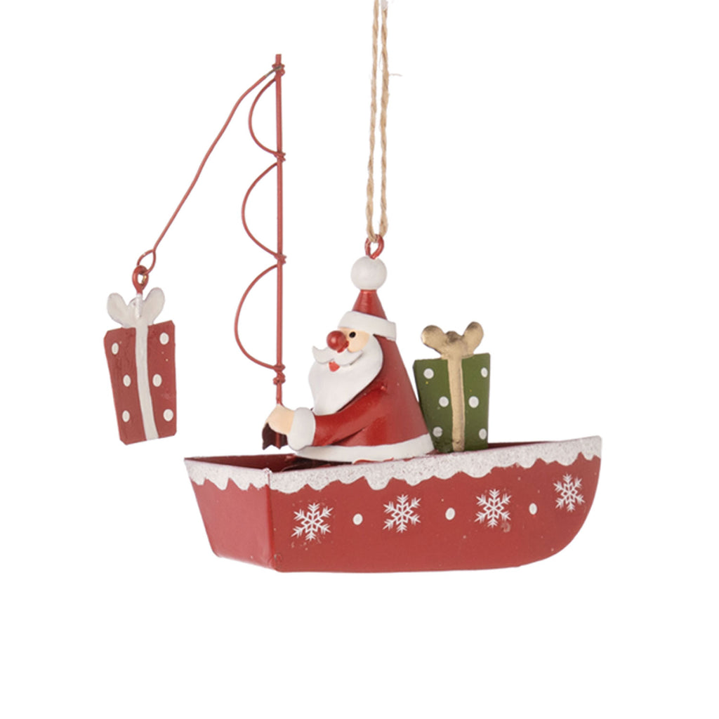 Fishing Santa & Friends Metal Ornaments | Santa