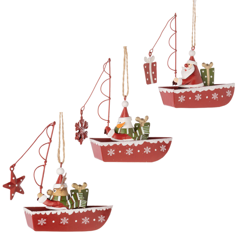 Fishing Santa & Friends Metal Ornaments | 3 Styles