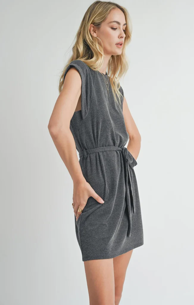 Sadie and Sage Sightseeing Mini Dress | Charcoal, Designed in the USA