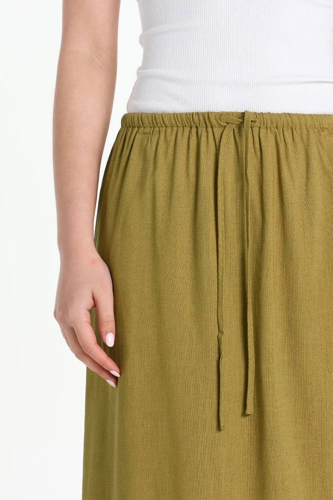 Lost in Lunar Leni Maxi Skirt | Olive, Designed in Australia 