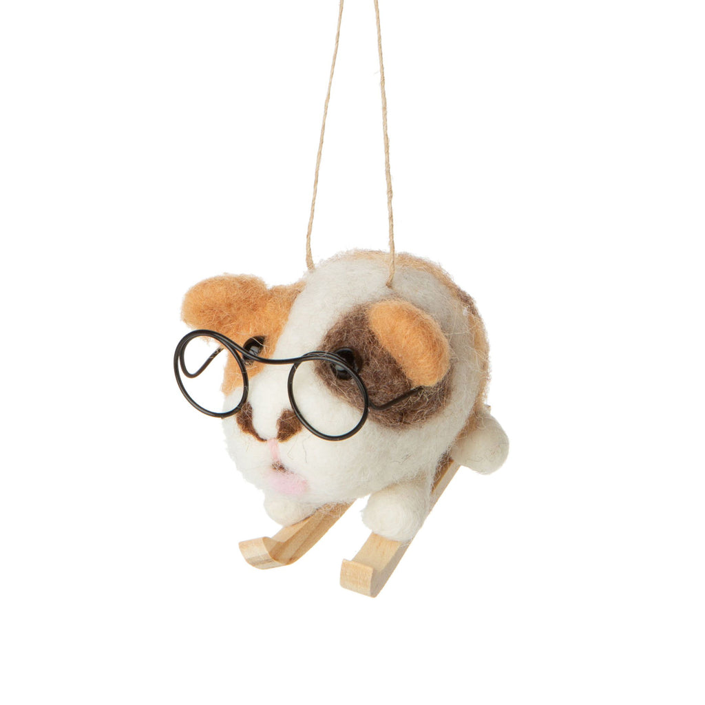 Felted Ornament | Skiing Gerbil