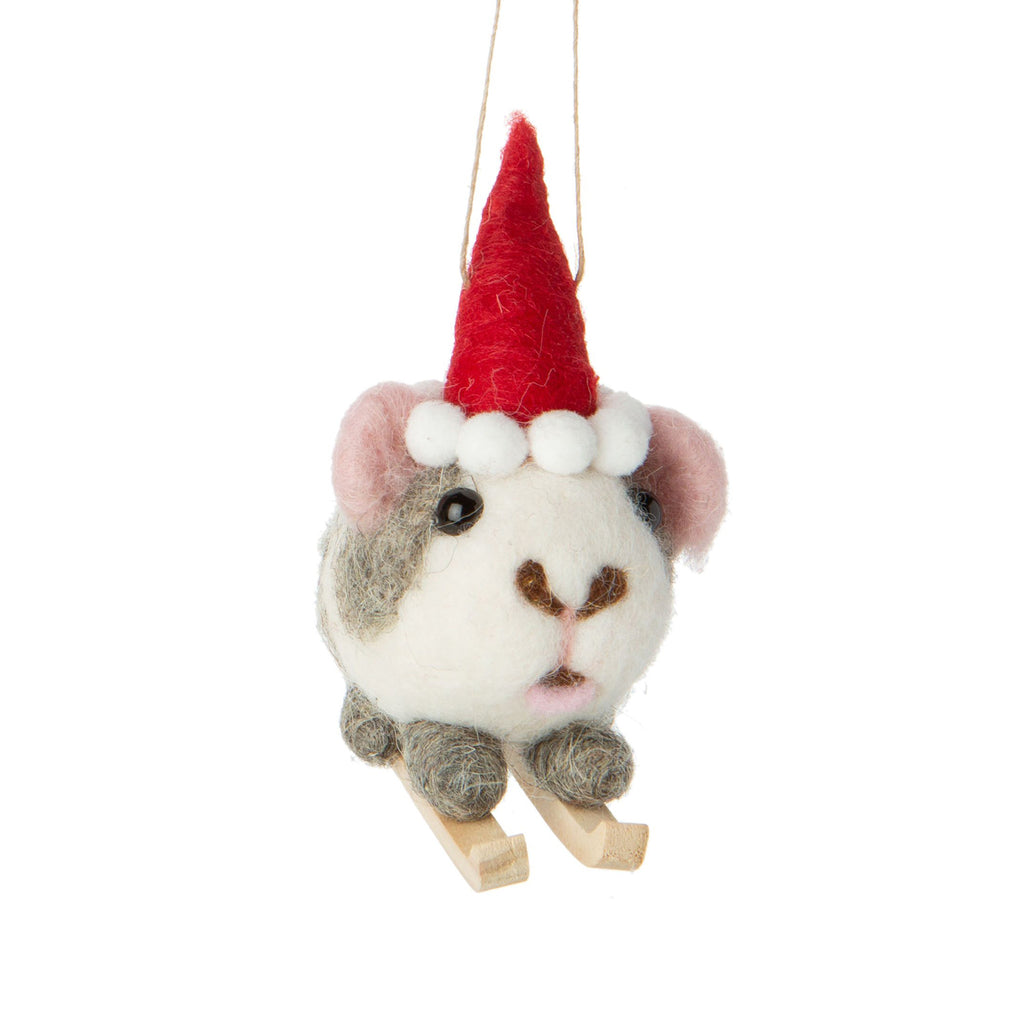 Felted Ornament | Skiing Gerbil