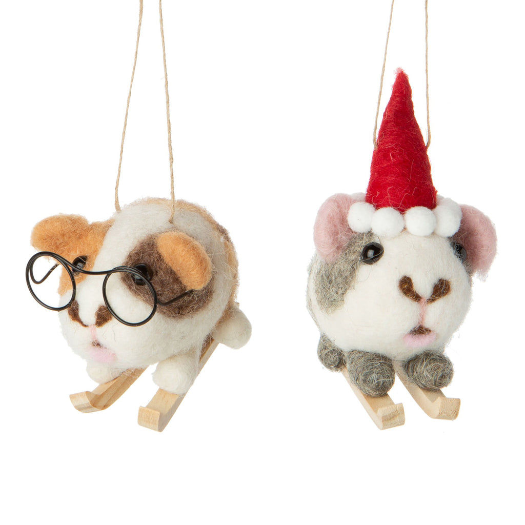 Felted Ornament | Skiing Gerbil