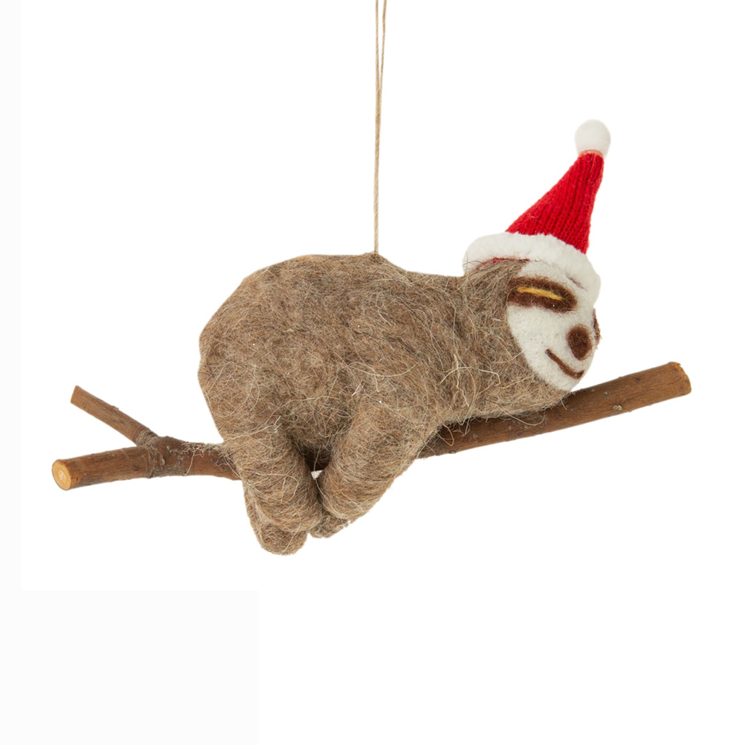 Felted Ornament | Holiday Sloth on a Branch