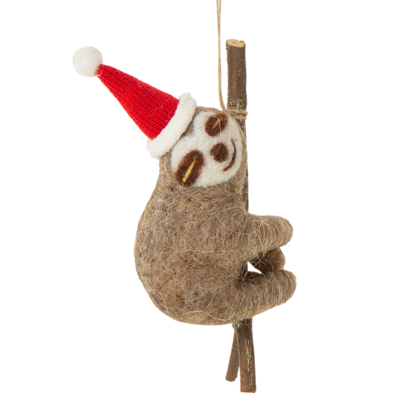 Felted Ornament | Holiday Sloth on a Branch