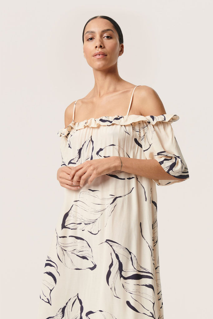 Soaked in Luxury Aiva Dress | Sandshell Drawn Leaf, Designed in Denmark