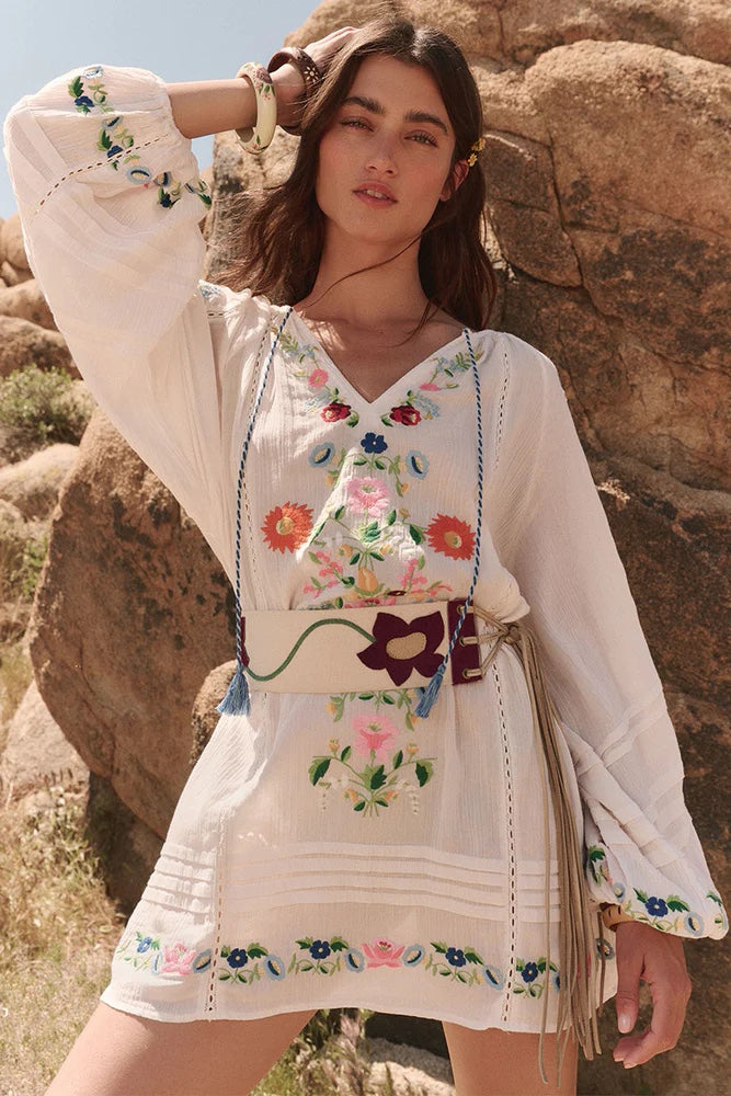 Spell Florapaloosa Embroidered Tunic Dress | Wildflower