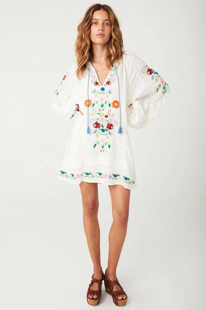 Spell Florapaloosa Embroidered Tunic Dress | Wildflower