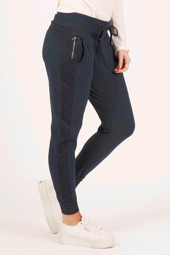 Suzy D Ultimate Joggers Cotton Joggers | Navy, Made in Italy