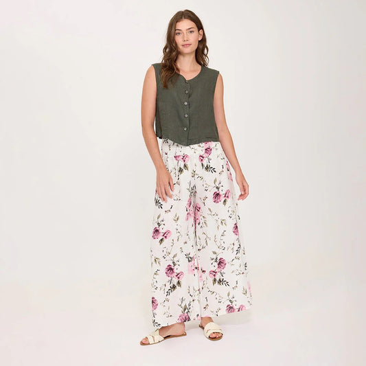 Linen Pallazo Pant - English Garden Print