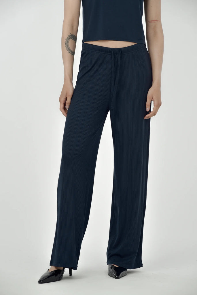 Paper Label Cozette Wide Leg Pant | Midnight Blue, Designed in Canada