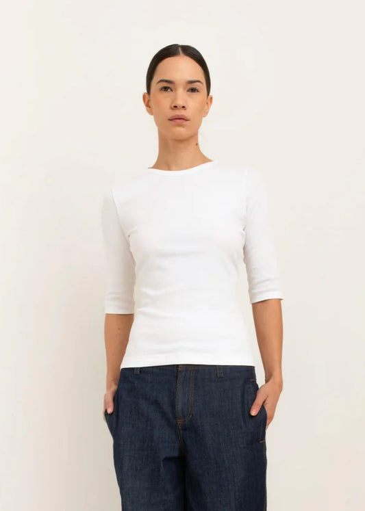 Paper Label Gina Boat Neck Top | Bright White, Designed in Canada