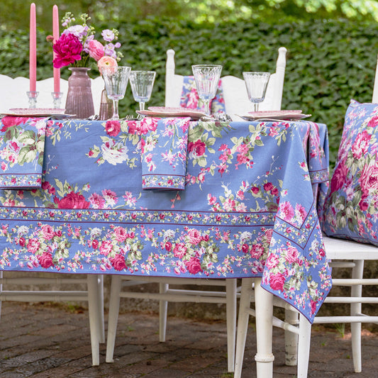 April Cornell Cotton Tablecloth | Cottage Rose Wedgewood Blue