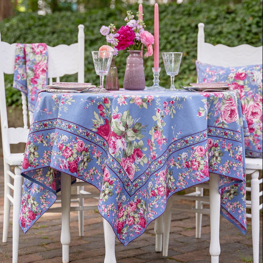 April Cornell Cotton Tablecloth | Cottage Rose Wedgewood Blue