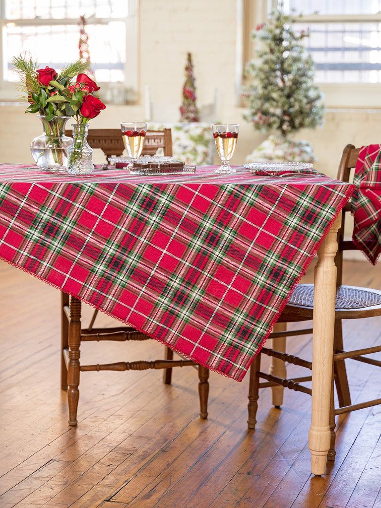 April Cornell Cotton Tablecloth, Tartan Plaid | Natural Dye