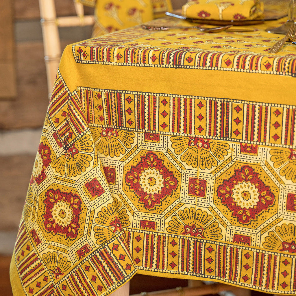 April Cornell Cotton Tablecloth, Traveller Tumeric | Natural Dye