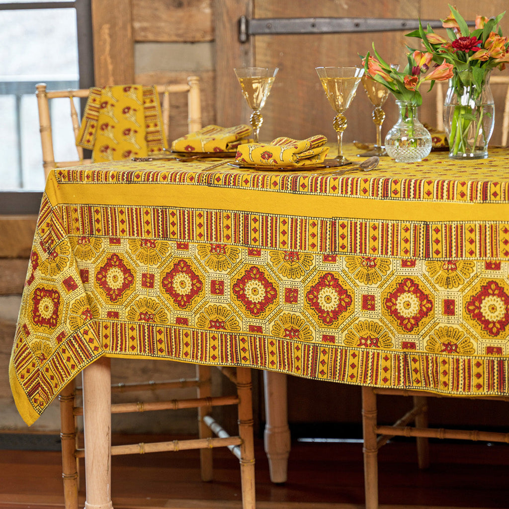 April Cornell Cotton Tablecloth, Traveller Tumeric | Natural Dye