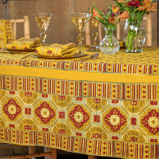 April Cornell Cotton Tablecloth, Traveller Tumeric | Natural Dye