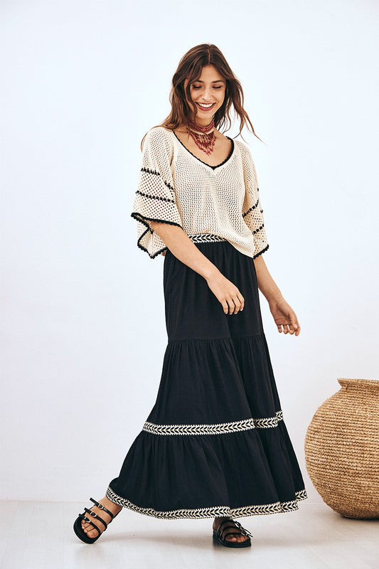 NEKANE Open Knit Top Ivory, Designed in Barcelona