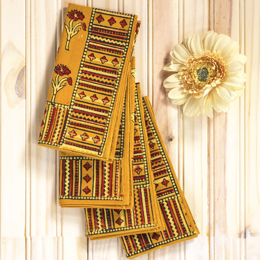  April Cornell Cotton Napkins Set of 4, Tumeric | Natural Dye