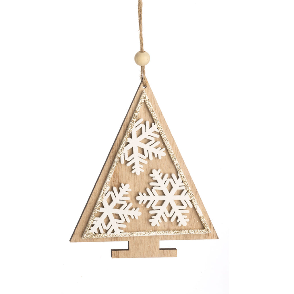 Layered Wooden Tree Ornaments | Snowflakes