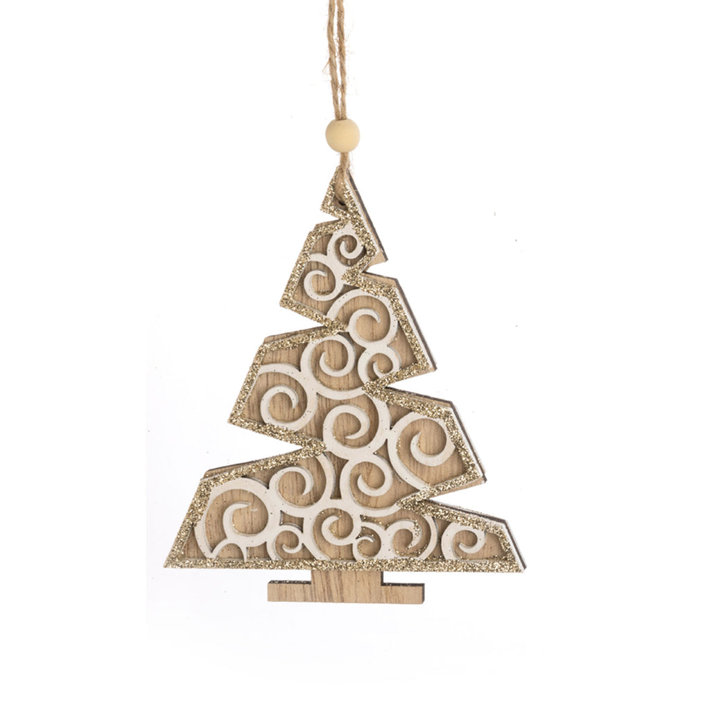 Layered Wooden Tree Ornaments | Swirls