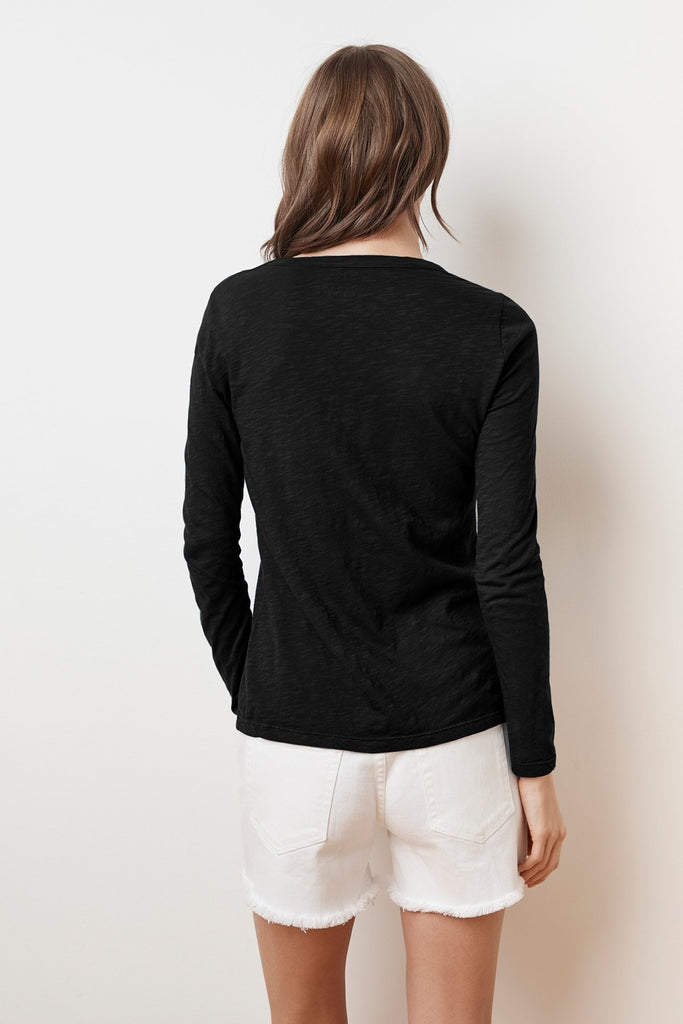 Velvet Lizzie Long Sleeve Top | Black, Designed in the USA