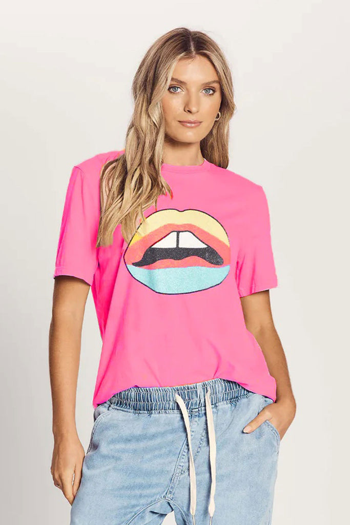 We Are The Others - The Vintage Tee - Candy Pink Rainbow Lips