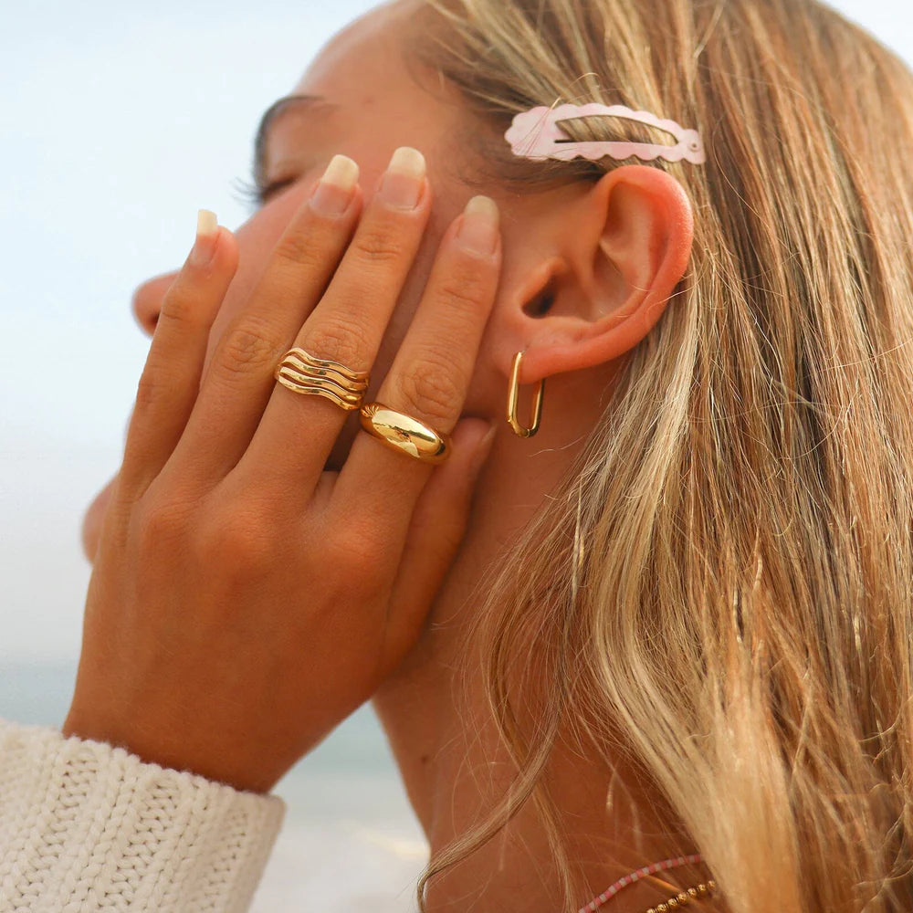 Pura Vida Wavy Ring Gold Handmade in Costa Rica Twang Pearl