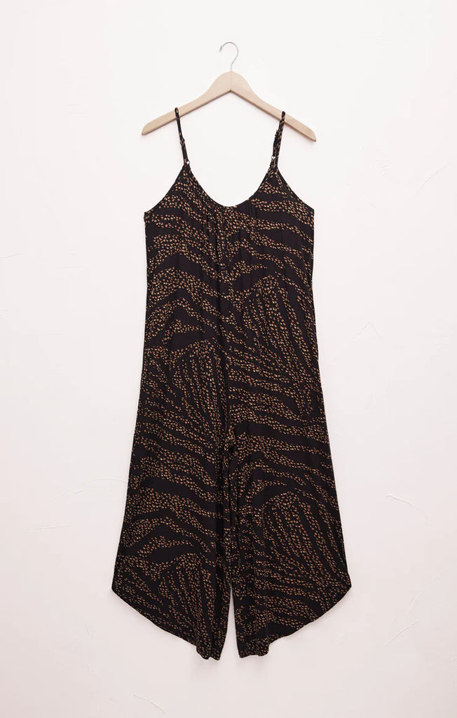 Z Supply Wild Dot Flared Jumpsuit, Black | Designed in the USA