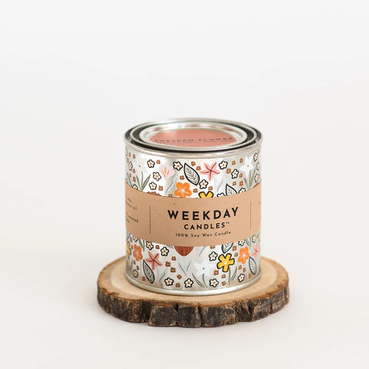 Paint Tin Candle, Tobacco Flower | Soy Wax, Made in Canada
