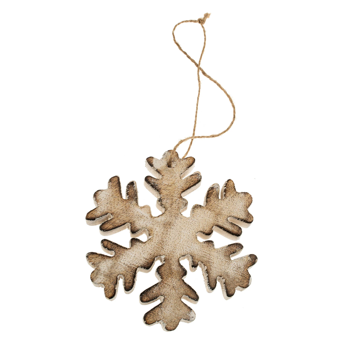 Wooden Snowflake Ornament - Whitewash