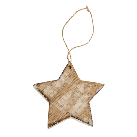 Wooden Star Ornament - Whitewash